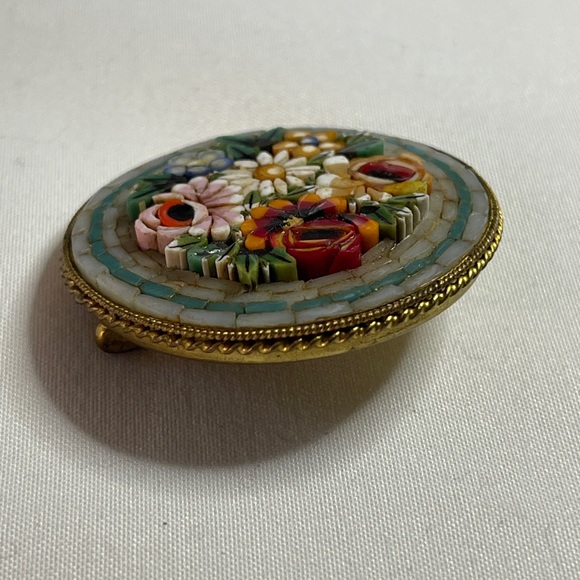 Vintage Italian, Micro Mosaic Floral Brooch. Handcrafted Millefiori Pin, Italy - Picture 3 of 6